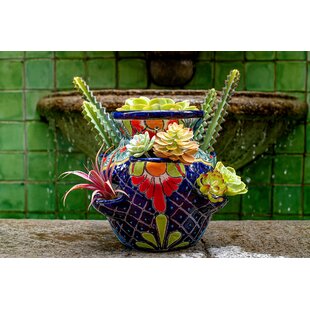 Creative Leaf Design with 2 Birds Standing Ceramic Home/Garden Flower Planter Pot Handmade by High Temperature Fired Ceramic 