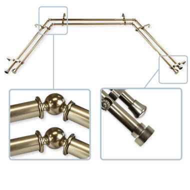 Symple Stuff Curtain Bay Window Double Rod and Hardware Set & Reviews ...
