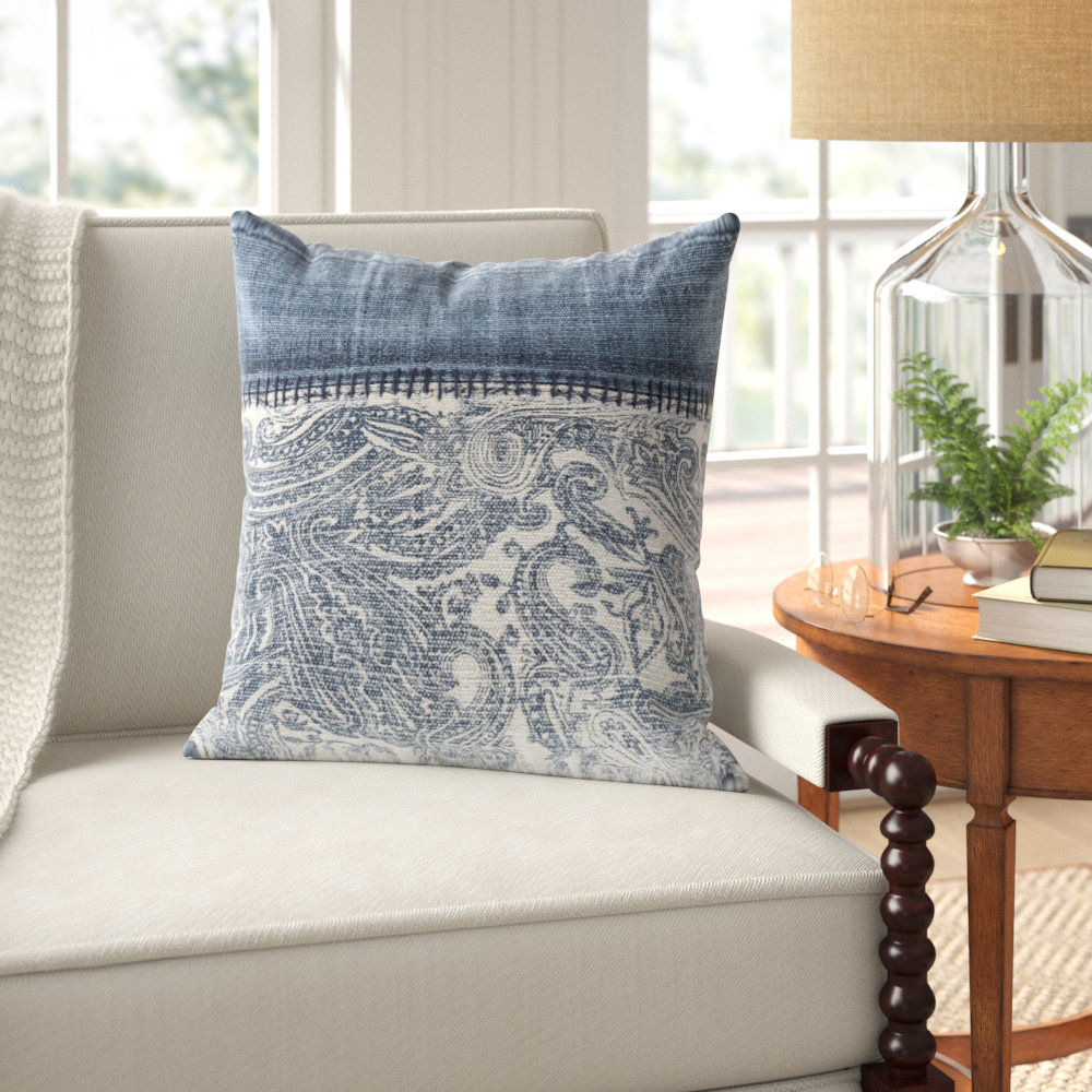 blue paisley throw pillows