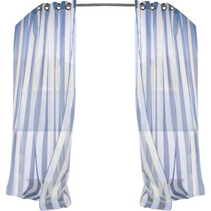 Odessa Striped Sheer Outdoor Grommet Single Curtain Panel