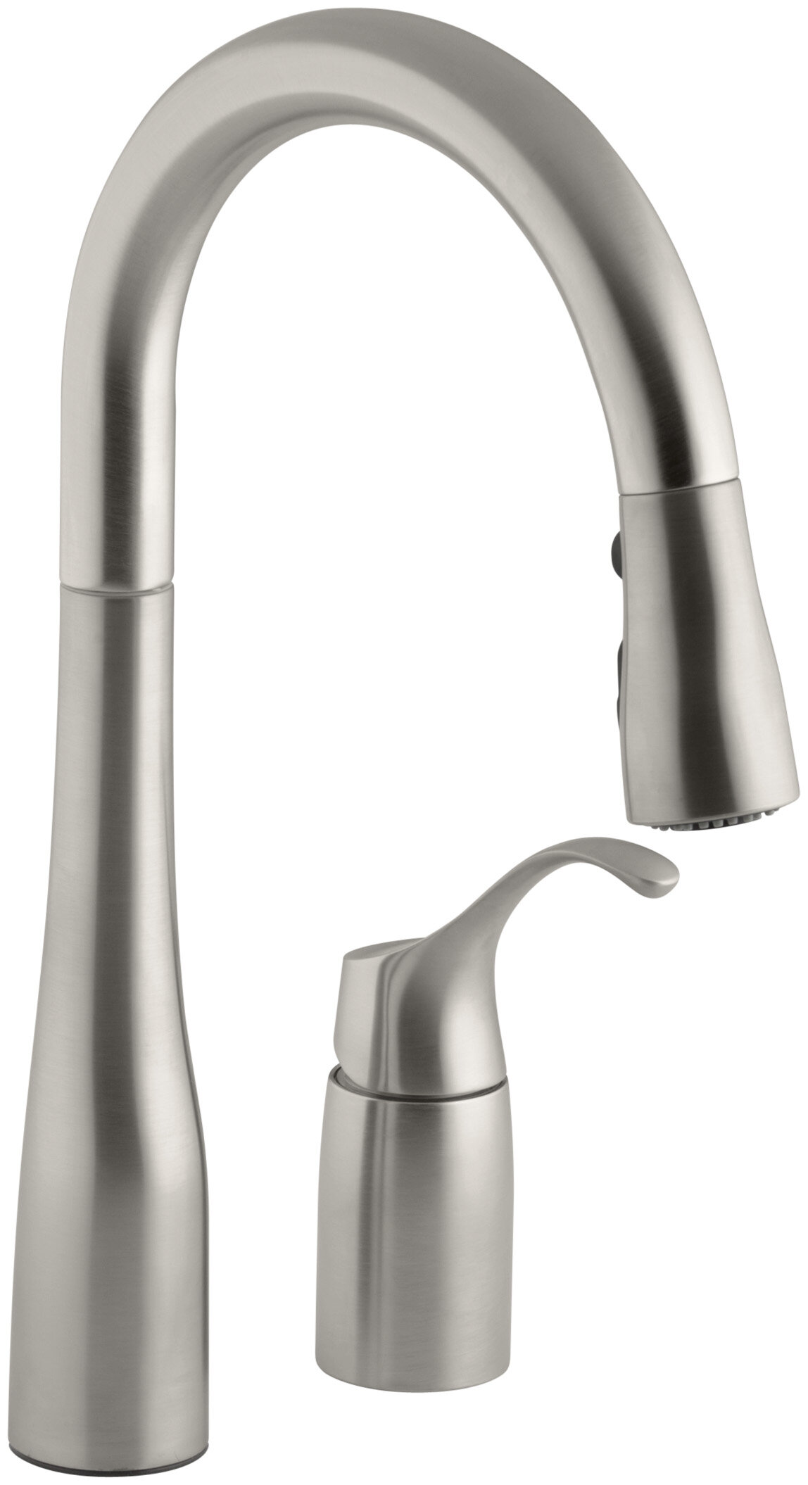 Simplice Two Hole Kitchen Sink Faucet With 14 3 4 Pull Down Swing