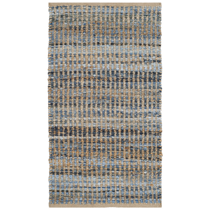 Kellar Handwoven Flatweave Natural Blue Area Rug