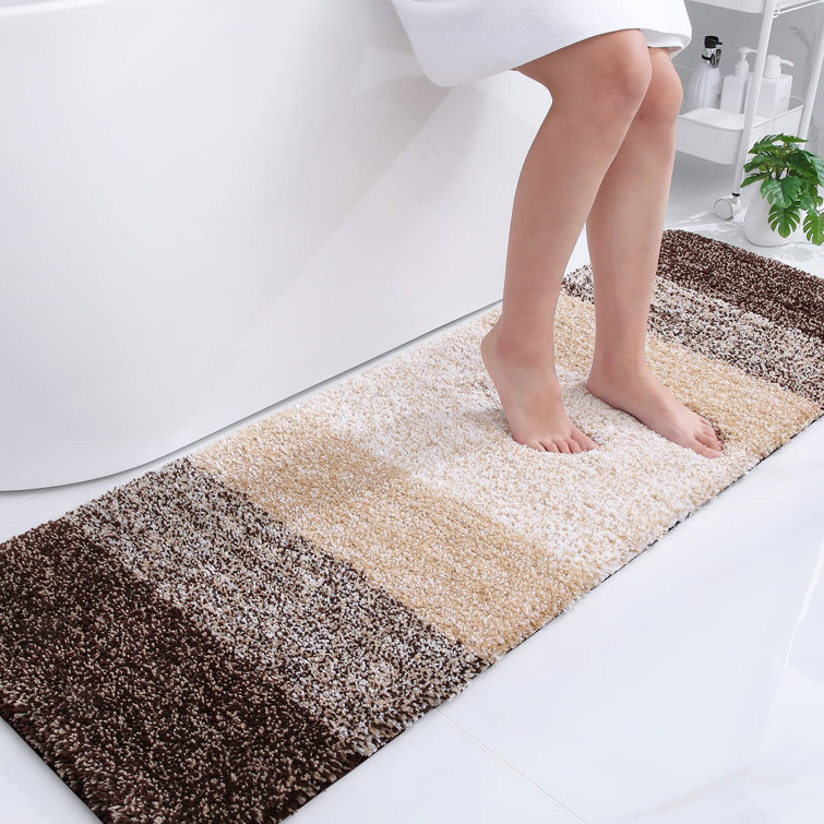 Non Slip Absorbent Bath Mats Soft Microfiber Shaggy Bathroom Shower Carpet Rugs 
