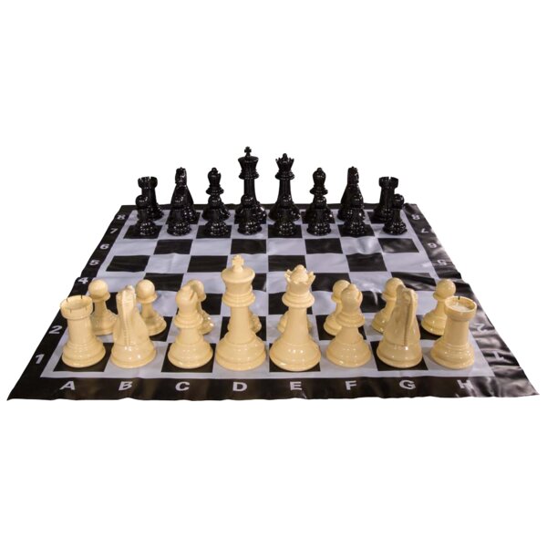 New Vinyl Chess Board 14" x 14" Black Square 1.5 Inch Easily Rolls Up Storage 