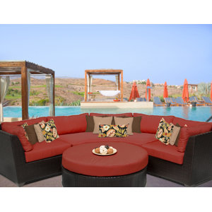 Barbados 4 Piece Rattan Sectional Set with Cushions