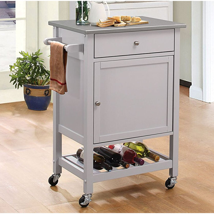 Alcott Hill Kunkel Stainless Steel Wheeled Kitchen Cart Wayfair