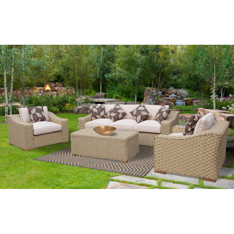 Dutil 4 Piece Rattan Sofa Set With Cushions Reviews Birch Lane Dutil 4 Piece Rattan Sofa Set With Cushions