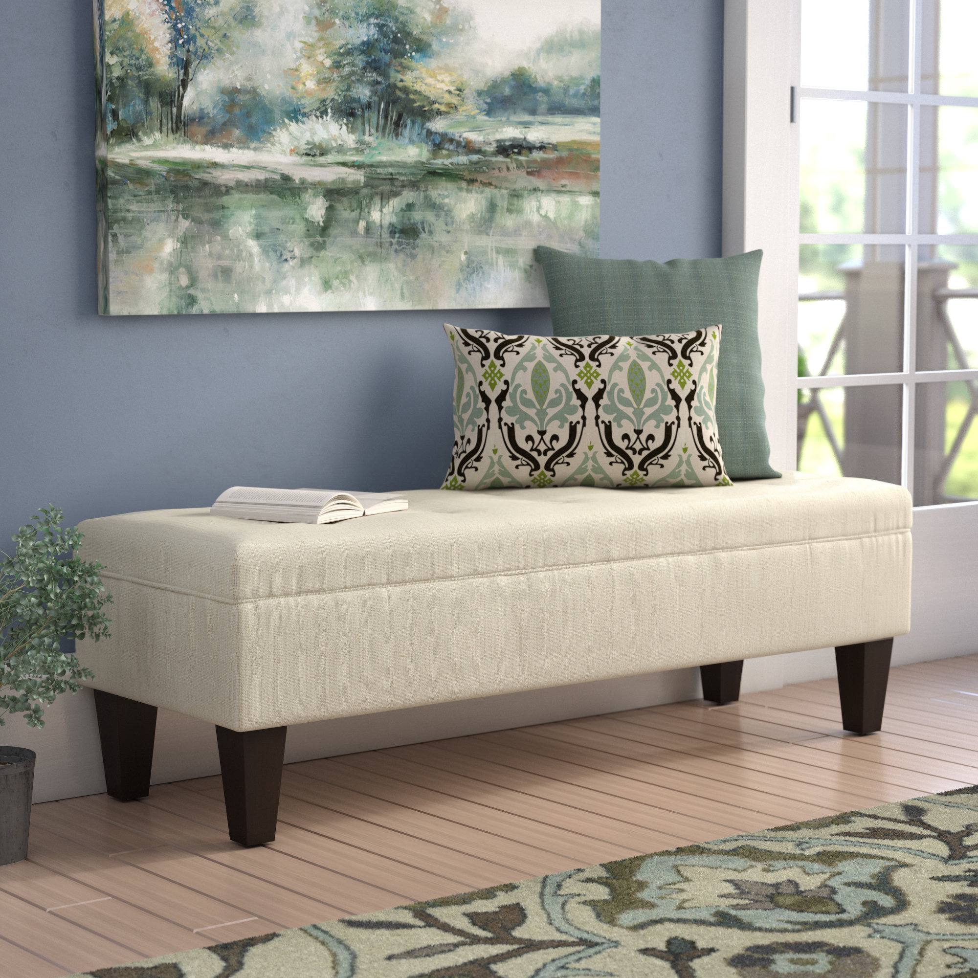 Alcott Hill Potrero Fabric Storage Bench Reviews Wayfair