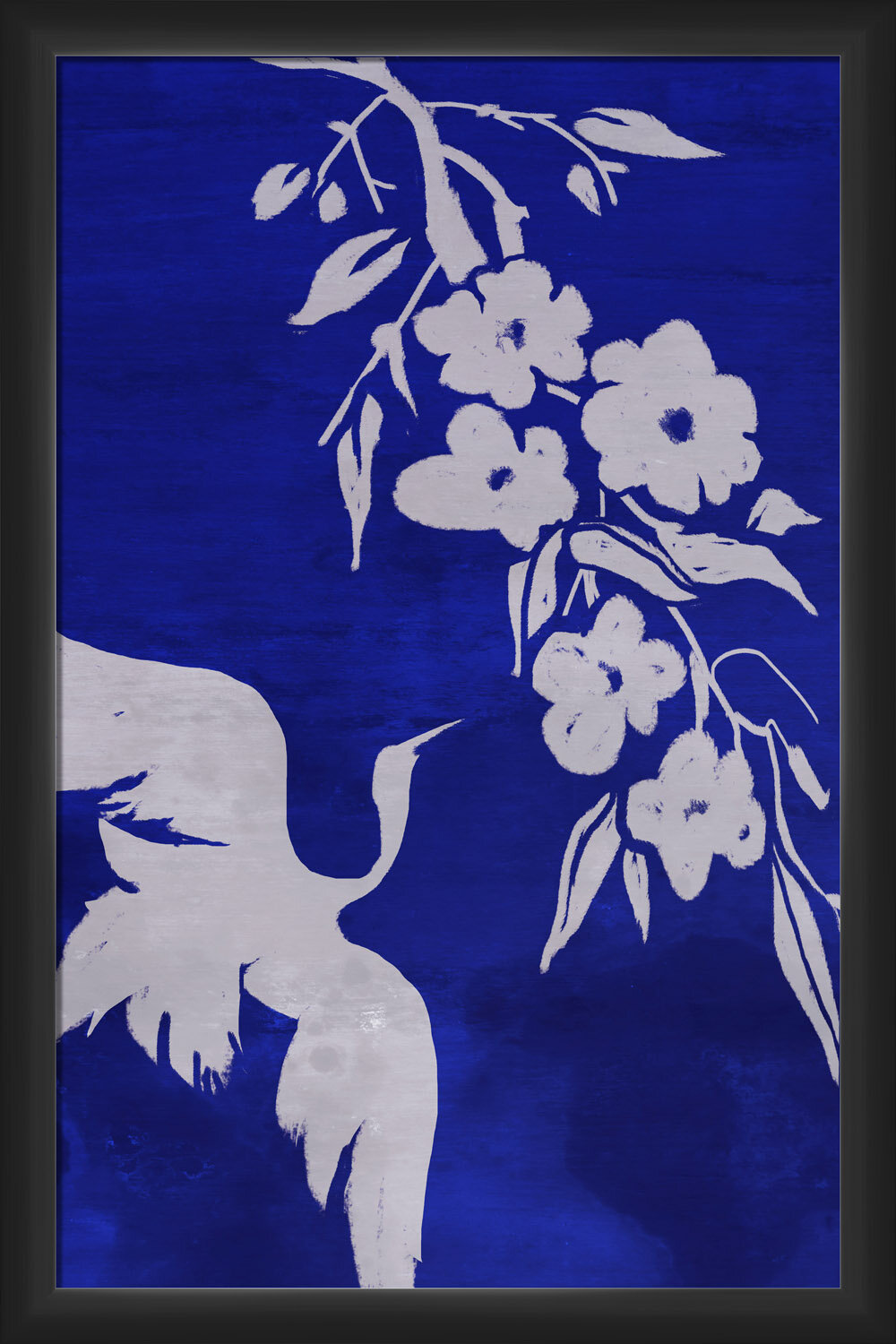 Winston Porter Heron Among The Flowers Picture Frame Graphic Art Print On Glass Wayfair