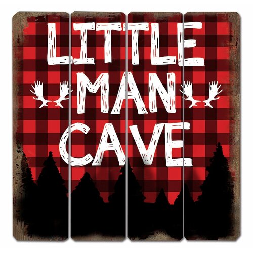 Little Man Cave Plaid Sign Wall Décor