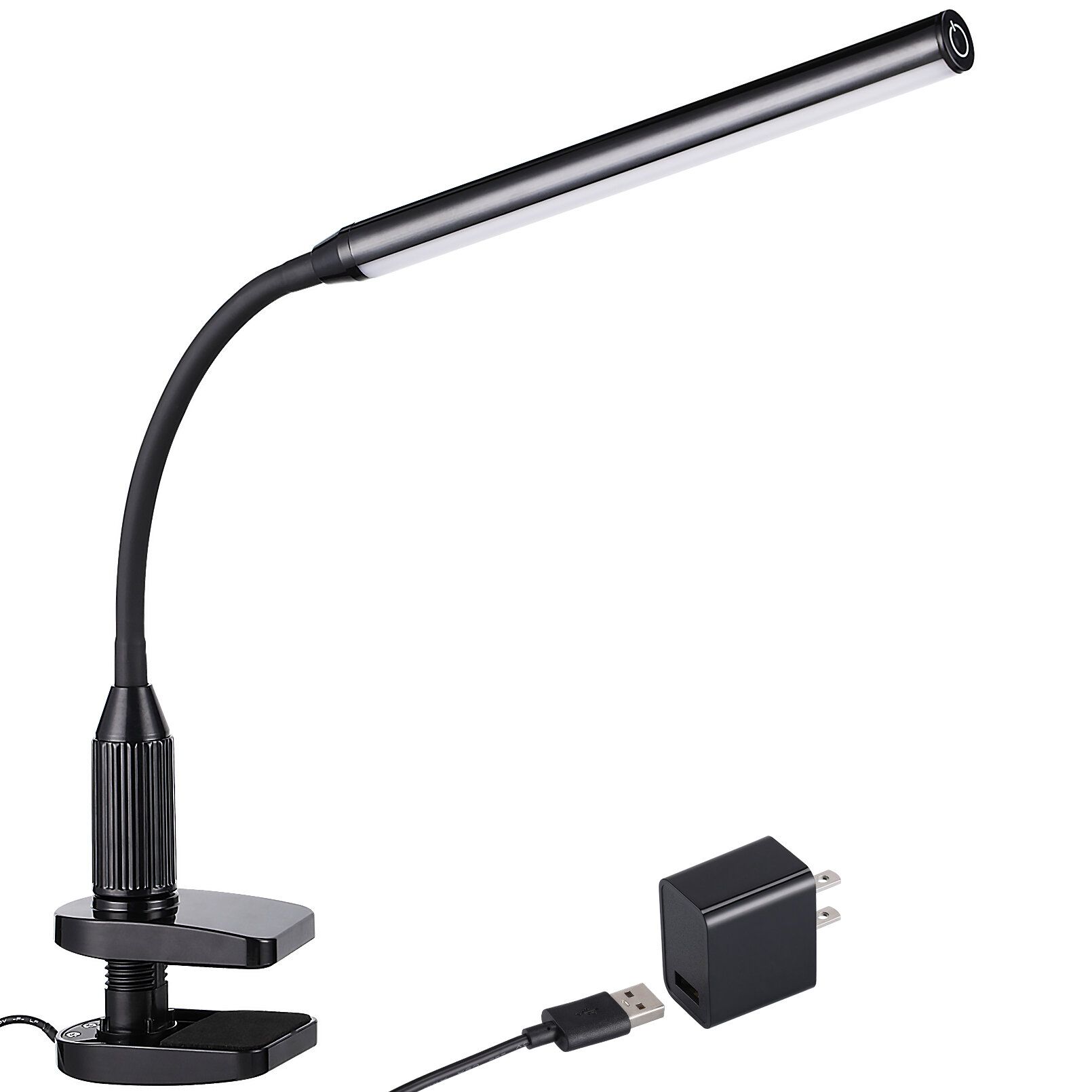LED Desk Lamp with Clamp USB Adjustable Direction and Brightness Clip Table for 