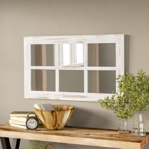 August Grove Harr Rustic Windowpane Farmhouse Distressed Accent