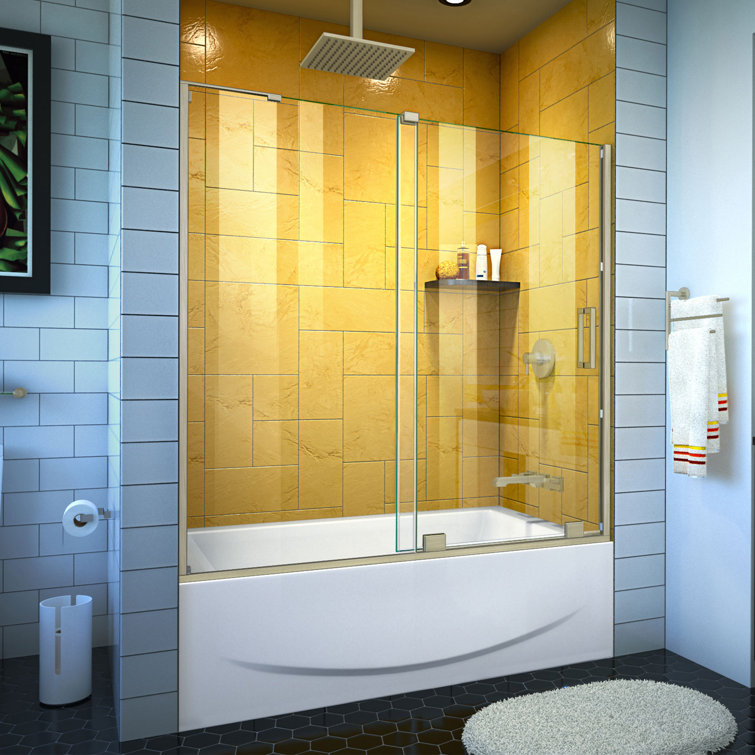 Dreamline Mirage Z 56 W X 58 H Single Sliding Frameless Tub Door With Clearmax Technology Wayfair Dreamline Mirage Z 56 W X 58 H Single Sliding Frameless Tub Door With Clearmax Technology Wayfair