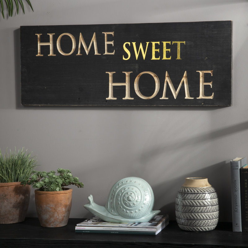 Winston Porter Home Sweet Home Carved Writing Design Wall Decor