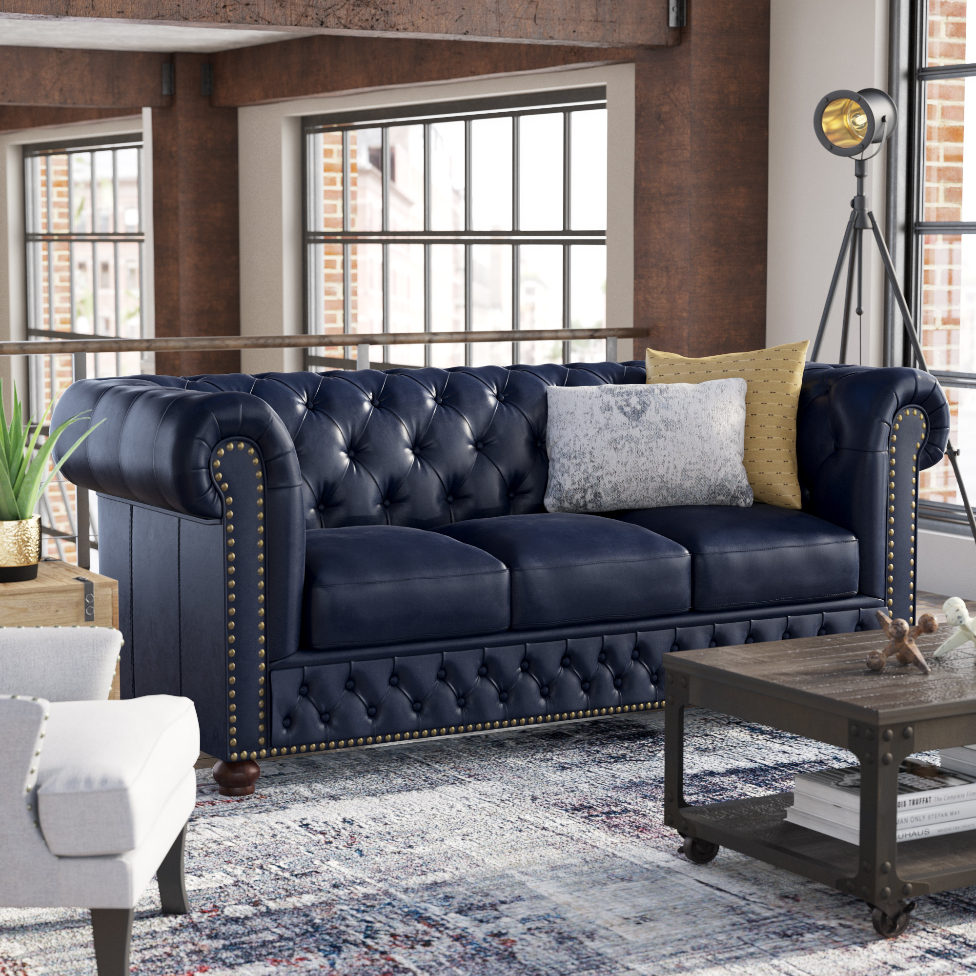 T Austin Design Forsyth Leather Chesterfield Sofa Wayfair