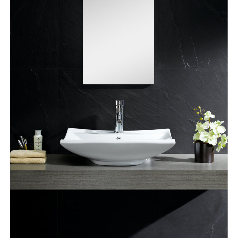 Fine Fixtures Modern Ceramic Rectangular Vessel Bathroom Sink With Overflow Reviews Wayfair