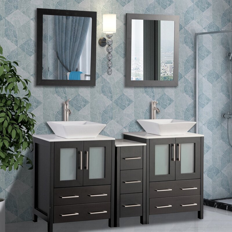 Brayden Studio Mehara 60" Double Bathroom Vanity Set with ...