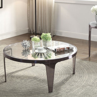 Brazoria Contemporary Round Metal Coffee Table by Brayden Studio New