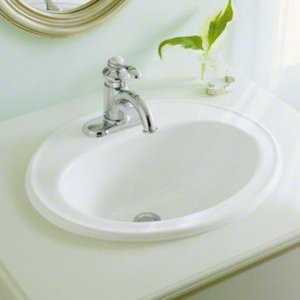 Pennington Ceramic Oval Drop-In Bathroom Sink with Overflow