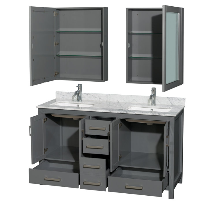 Wyndham Collection Sheffield 60 Inch Double Bathroom Vanity In