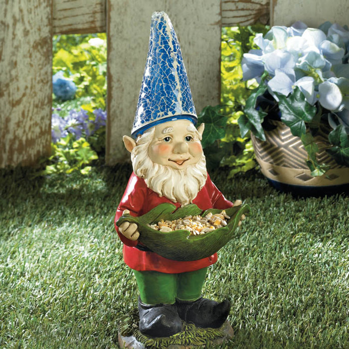 August Grove Giuliana Bird Feeder Gnome Solar Statue Reviews