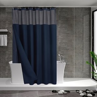 Waffle Weave Shower Curtain with Snap-in Fabric Liner Set 12 Hooks Included H 