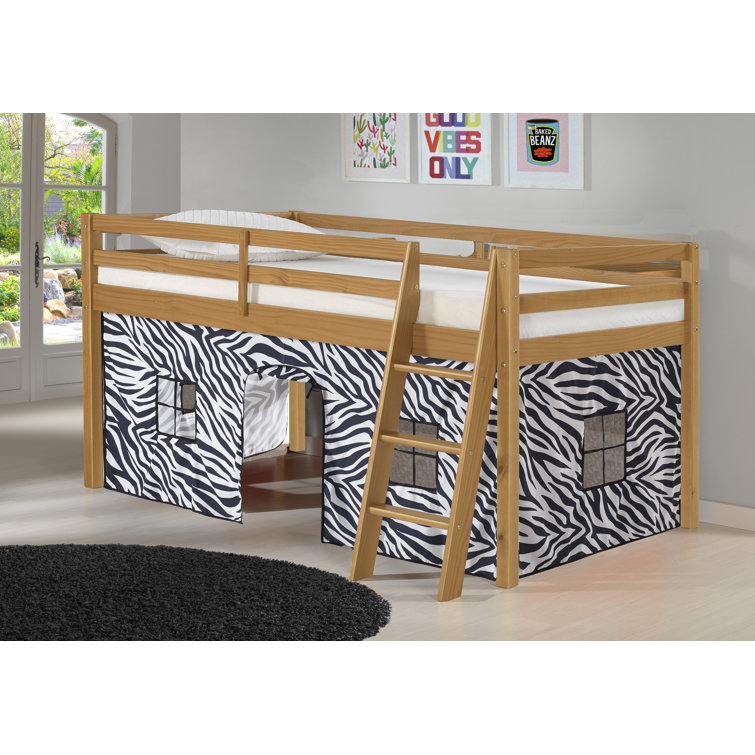 gladwin traditional twin low loft bed with tent