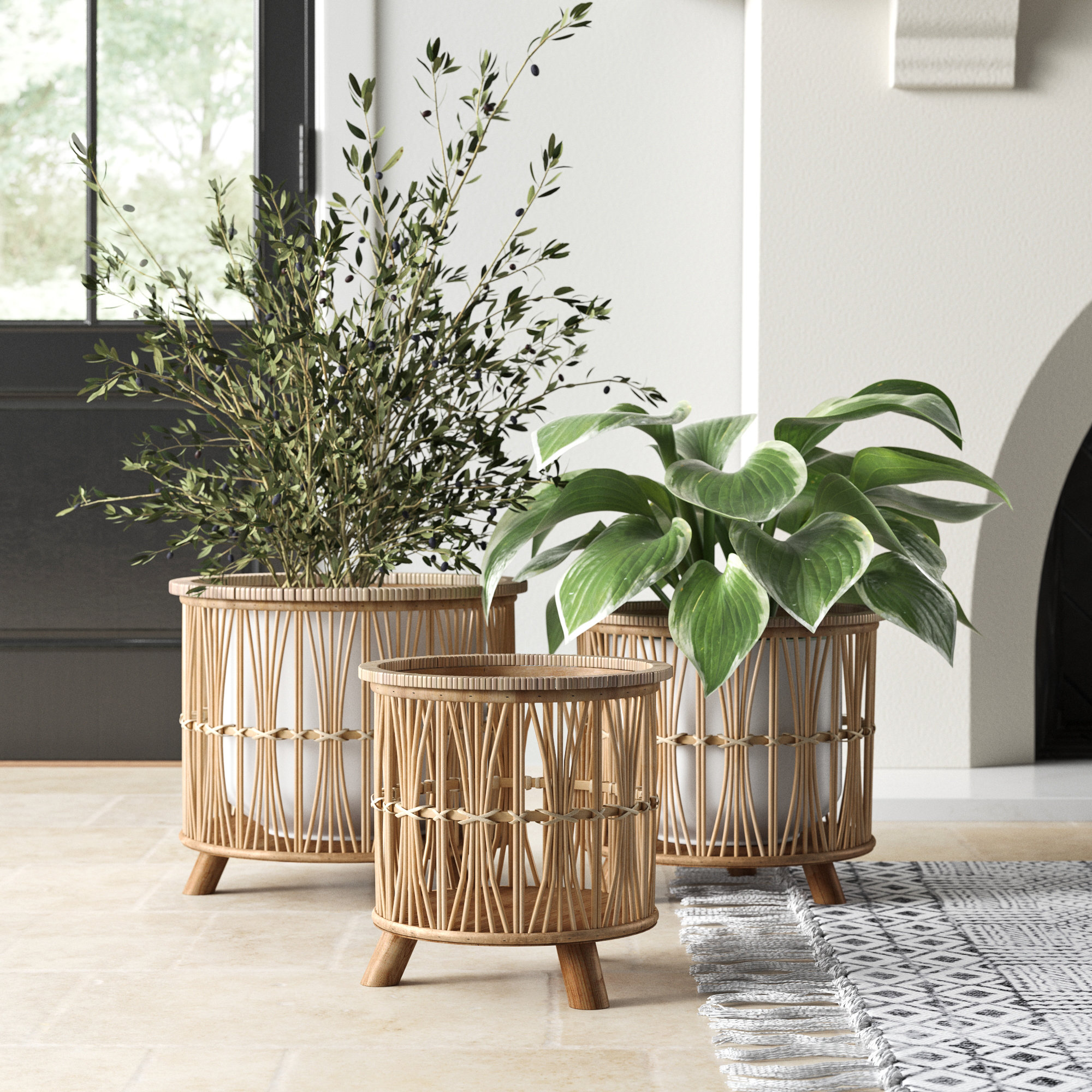 Woven Footed 3 Piece Bamboo Basket Set Reviews Joss Main