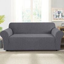 Easy-Going Stretch Sofa Slipcover Armless Sofa Cover Furniture Protector Without Armrests Slipcover Soft with Elastic Bottom for Kids Spandex Jacquard Fabric Small Checks Futon,Greyish Green 