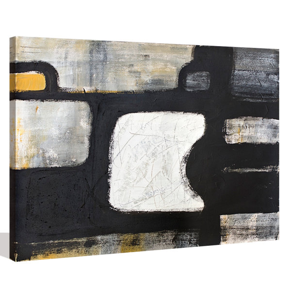 Art Excuse Black White Mustard Wrapped Canvas Painting Print
