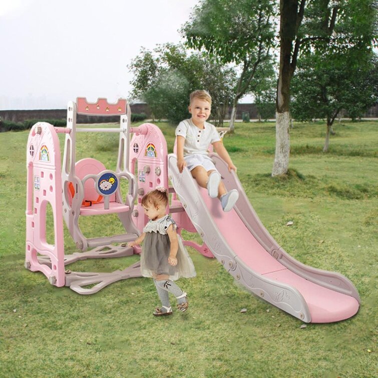Details about   3-In-1 In/Outdoor Recreation Swing Set Kids Slide Playground Backyard Baskets