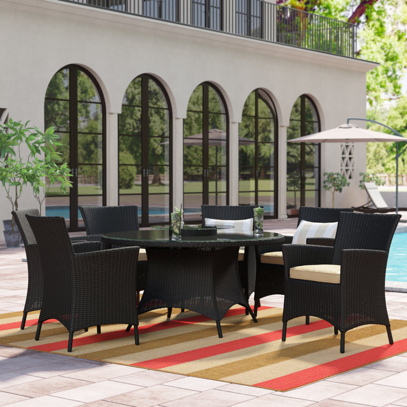 Breakwater Bay Brookfield 7 Piece Dining Set With Cushions Brookfield 7 Piece Dining Set