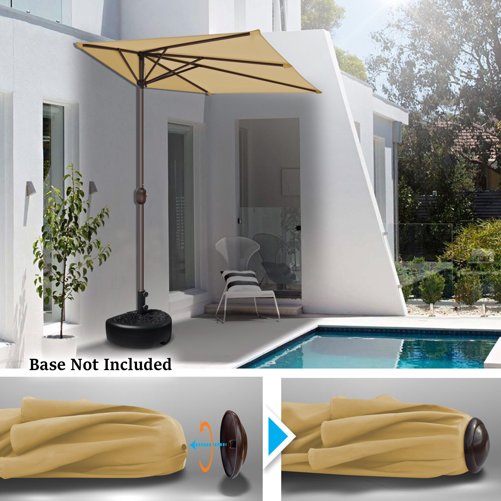 Arlmont Co Kaila Outdoor Half Patio Wall Balcony Halfrund Sunshade Yard Garden Market Umbrella Wayfair