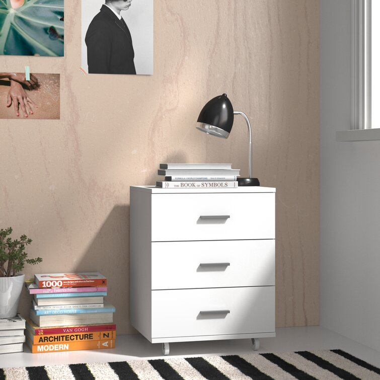 New White Gloss Wooden Small 3 Drawer Bedside Table /Cabinet Storage Cupboard 