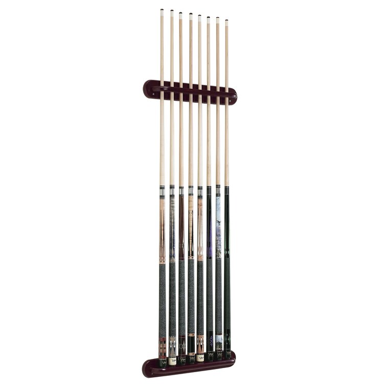 Holds 8 Cues Viper 2-Piece Traditional Wall Mounted Solid Oak Billiard/Pool Cue Rack 