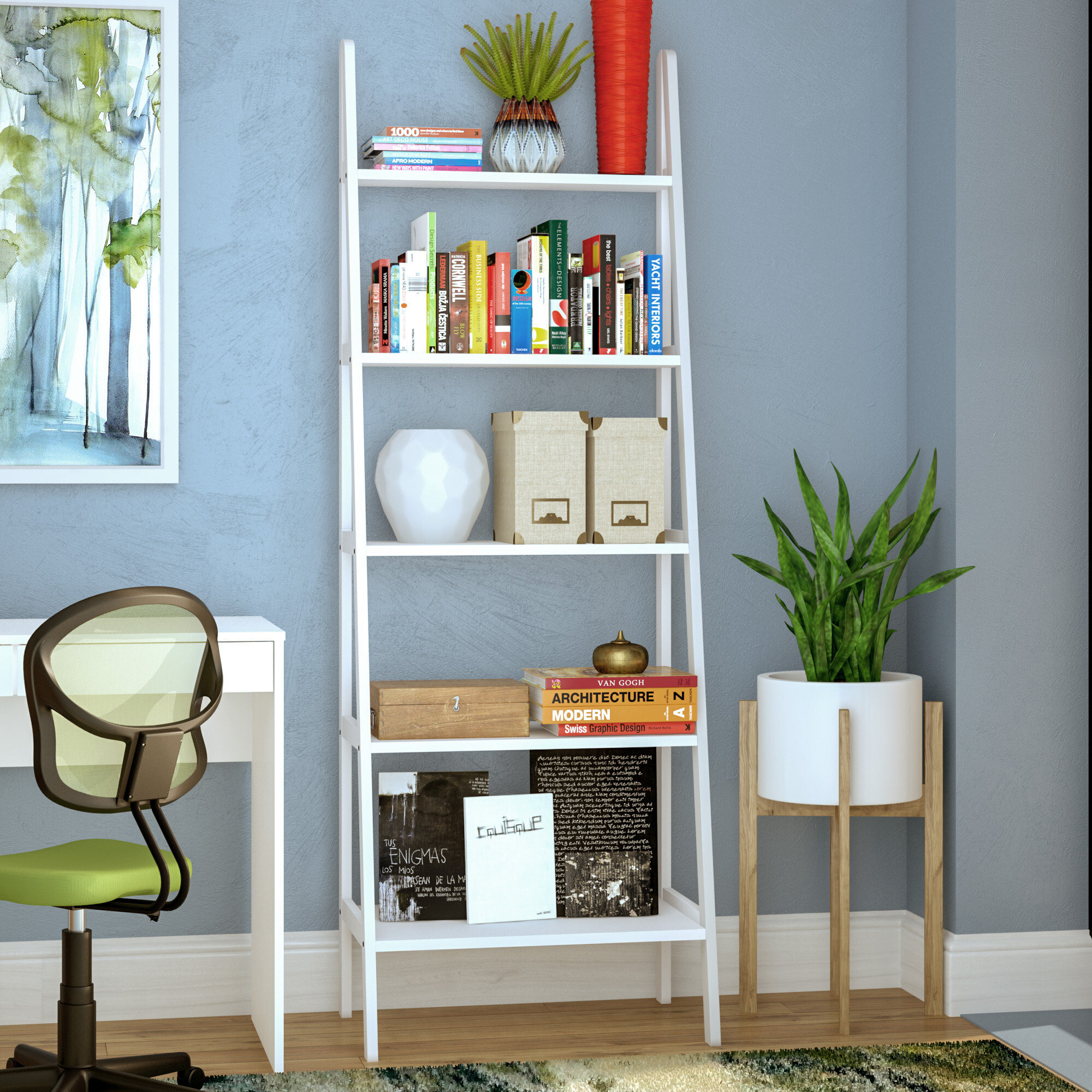 Zipcode Design Ranie 72 H X 24 75 W Solid Wood Ladder Bookcase Reviews Wayfair