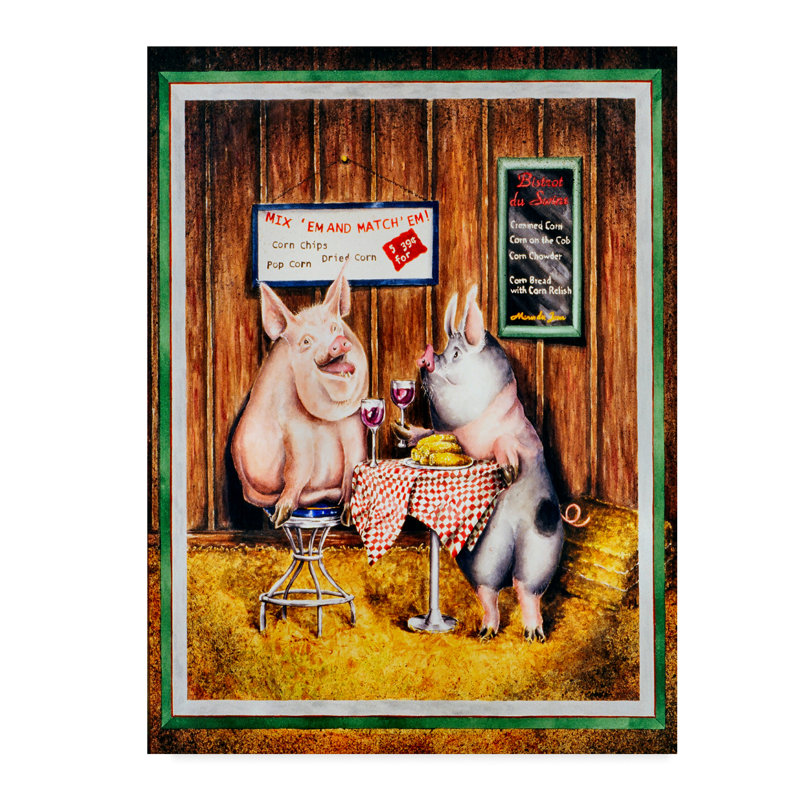 Winston Porter Wine Dine And Swine Acrylic Painting Print On