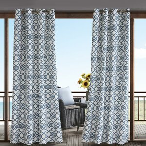 Barrows Geometric Semi-Sheer Outdoor Grommet Single Curtain Panel
