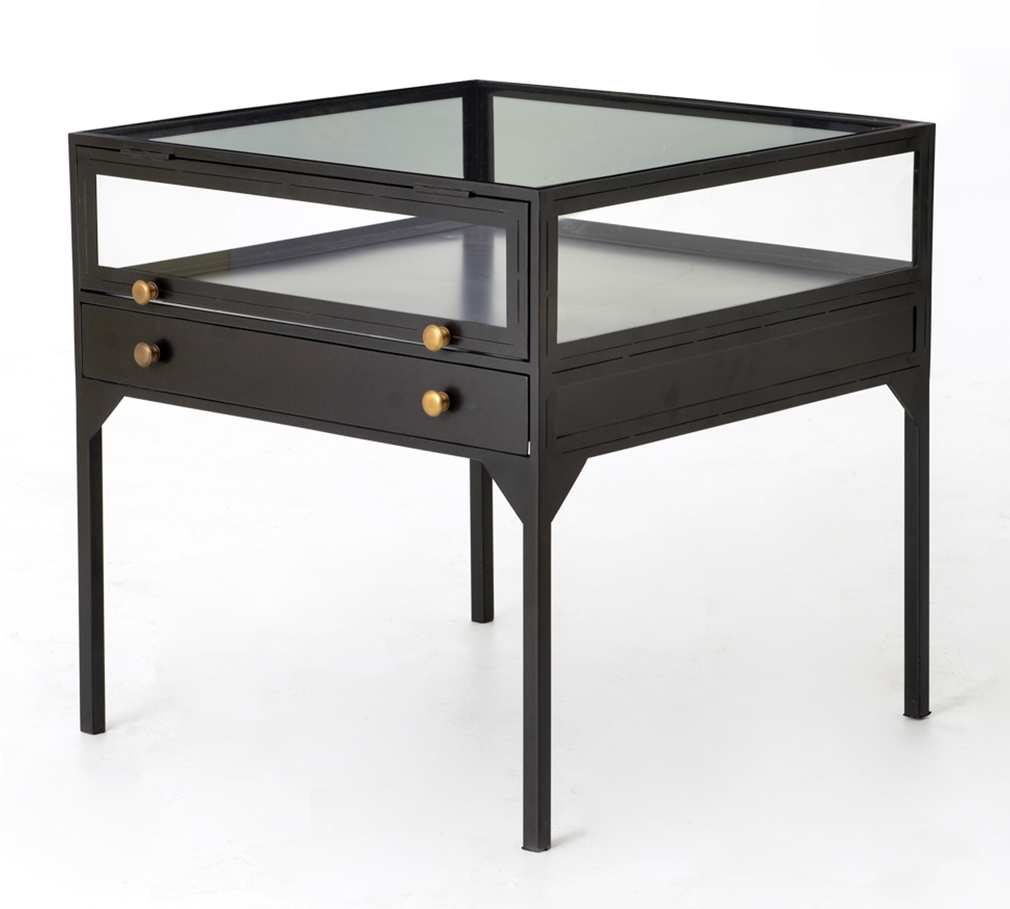 Shadow Glass End Table With storage