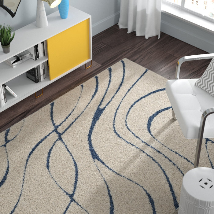 Stacie Cotton Navy Blue Ivory Area Rug Reviews Allmodern