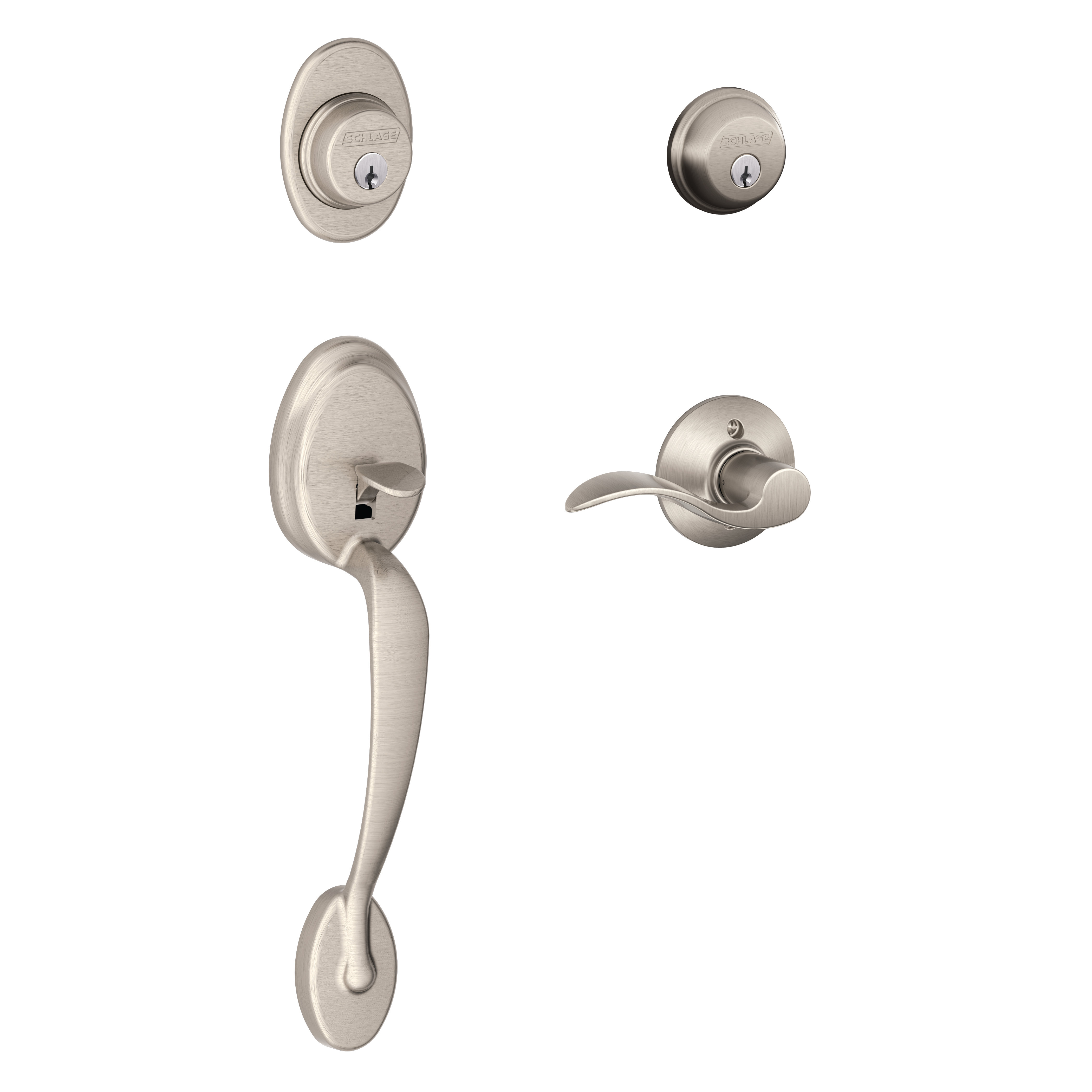 Schlage Plymouth Handleset With Double Cylinder Deadbolt And Door