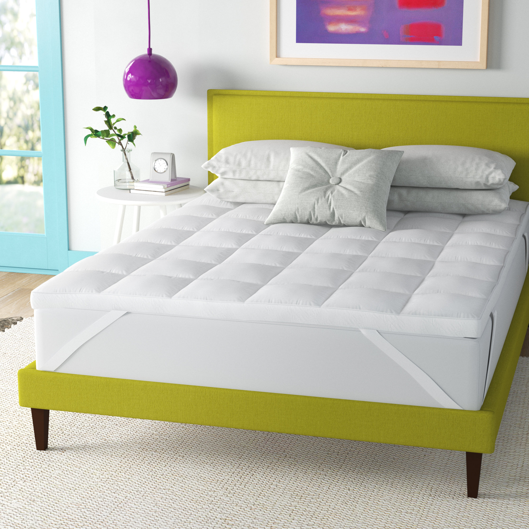 Cooling Bed Topper Plush Microfiber Filled Pillow Top Mattress Pad Cover with 4 Fixed Band BedStory Extra Thick Mattress Topper 2.5inch Twin Size
