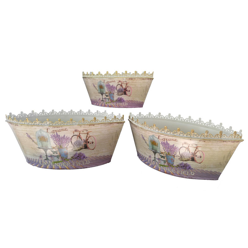 Ophelia Co Apsel French Country 3 Piece Metal Pot Planter Set Reviews Wayfair