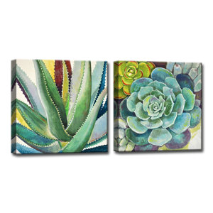'Brilliant Succulents I/II' by Norman Wyatt Jr. 2 Piece Painting Print on Wrapped Canvast Set