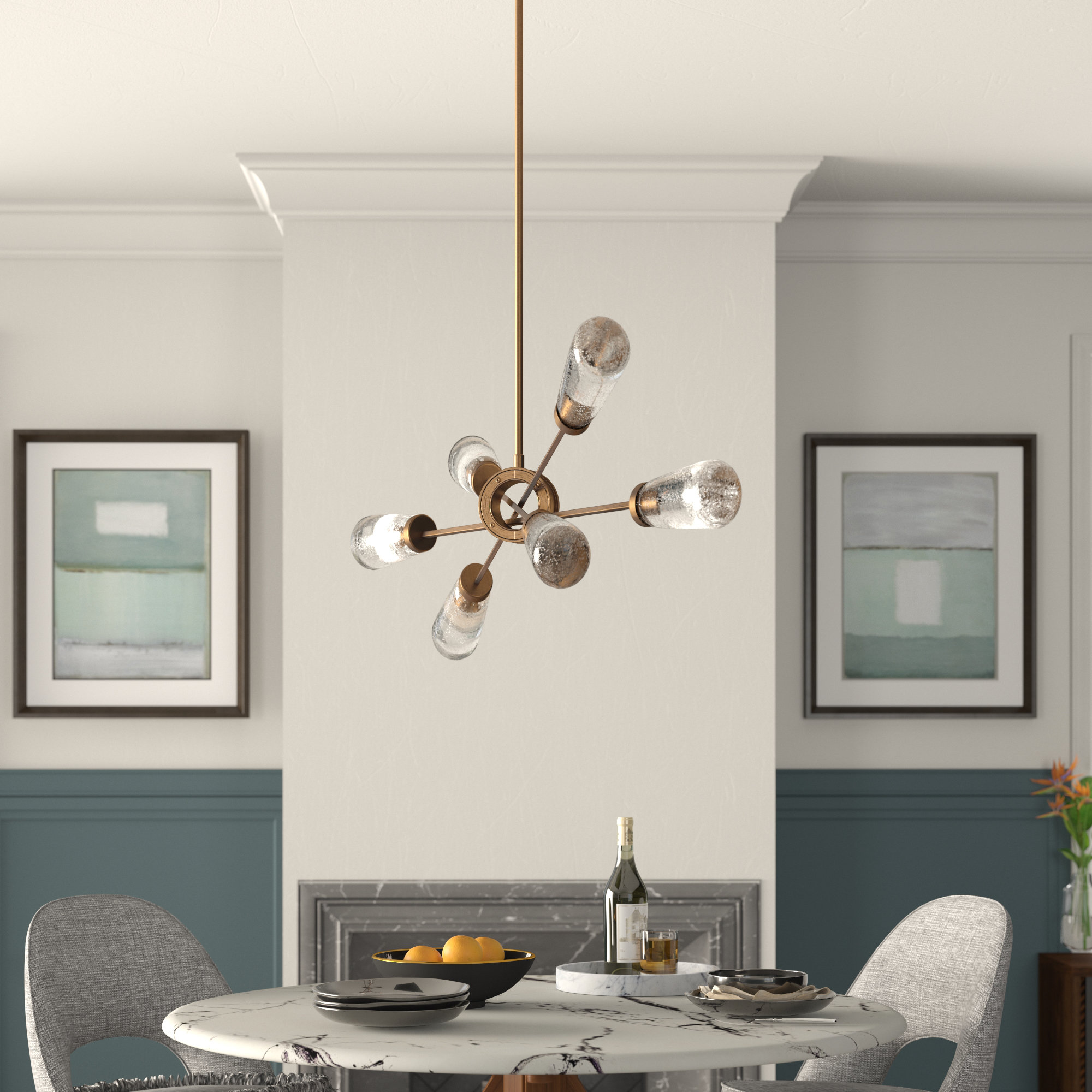 Mercury Row Byler 6 Light Sputnik Modern Linear Chandelier Wayfair