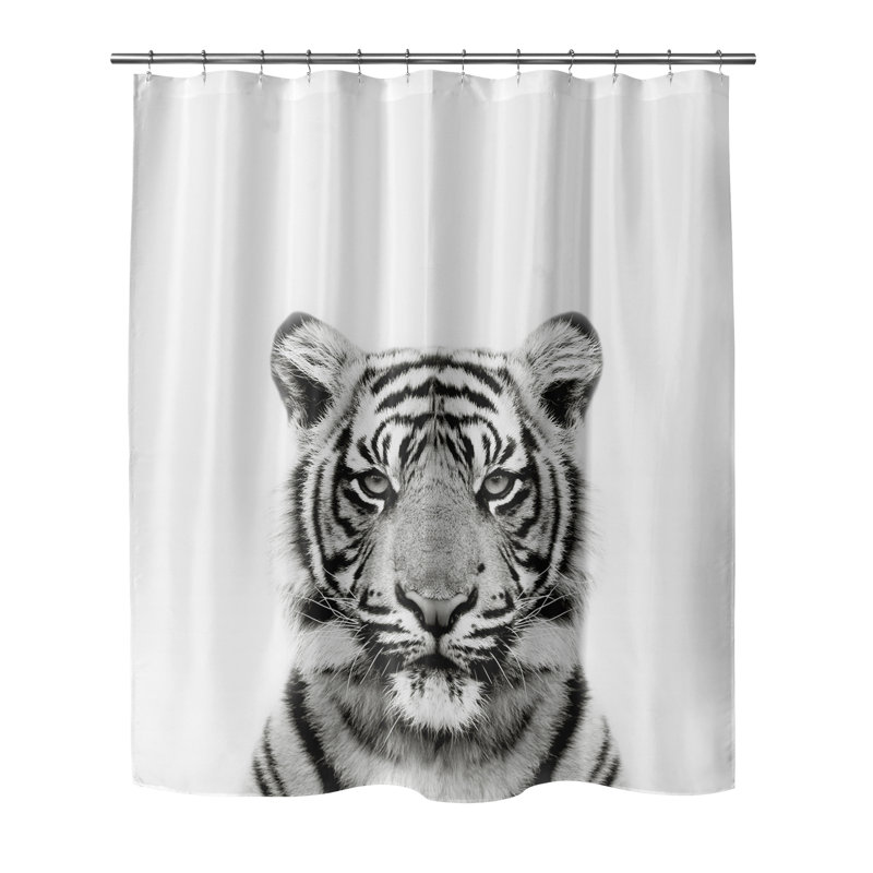 Close Tiger Waterproof Bathroom Polyester Shower Curtain Liner Water Resistant