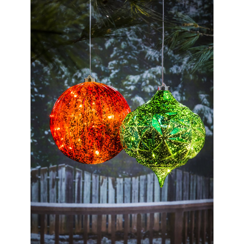 Evergreen Enterprises Inc Shatterproof Safe Battery Operated Ball Shatterproof Safe Battery Operated Ball Ornament Red Solar Ed Led Outdoor Hanging Light