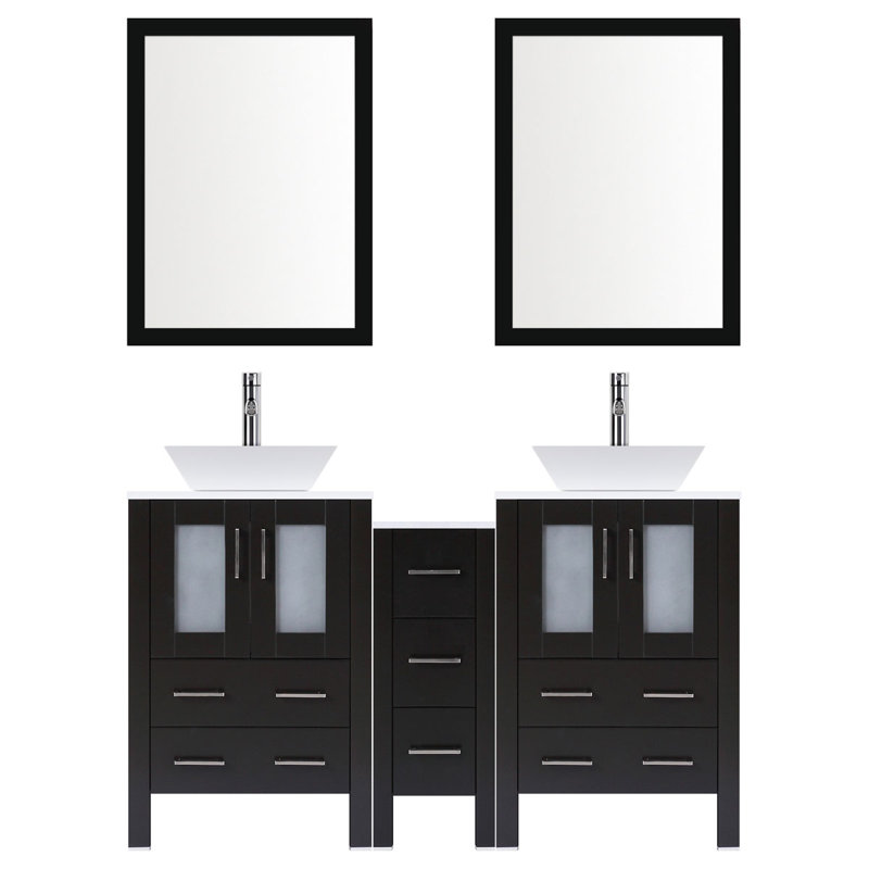 Lesscare Modern 72 Double Bathroom Vanity Set With Mirror Wayfair