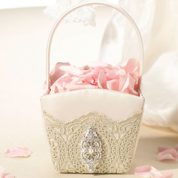 ivory flower girl baskets