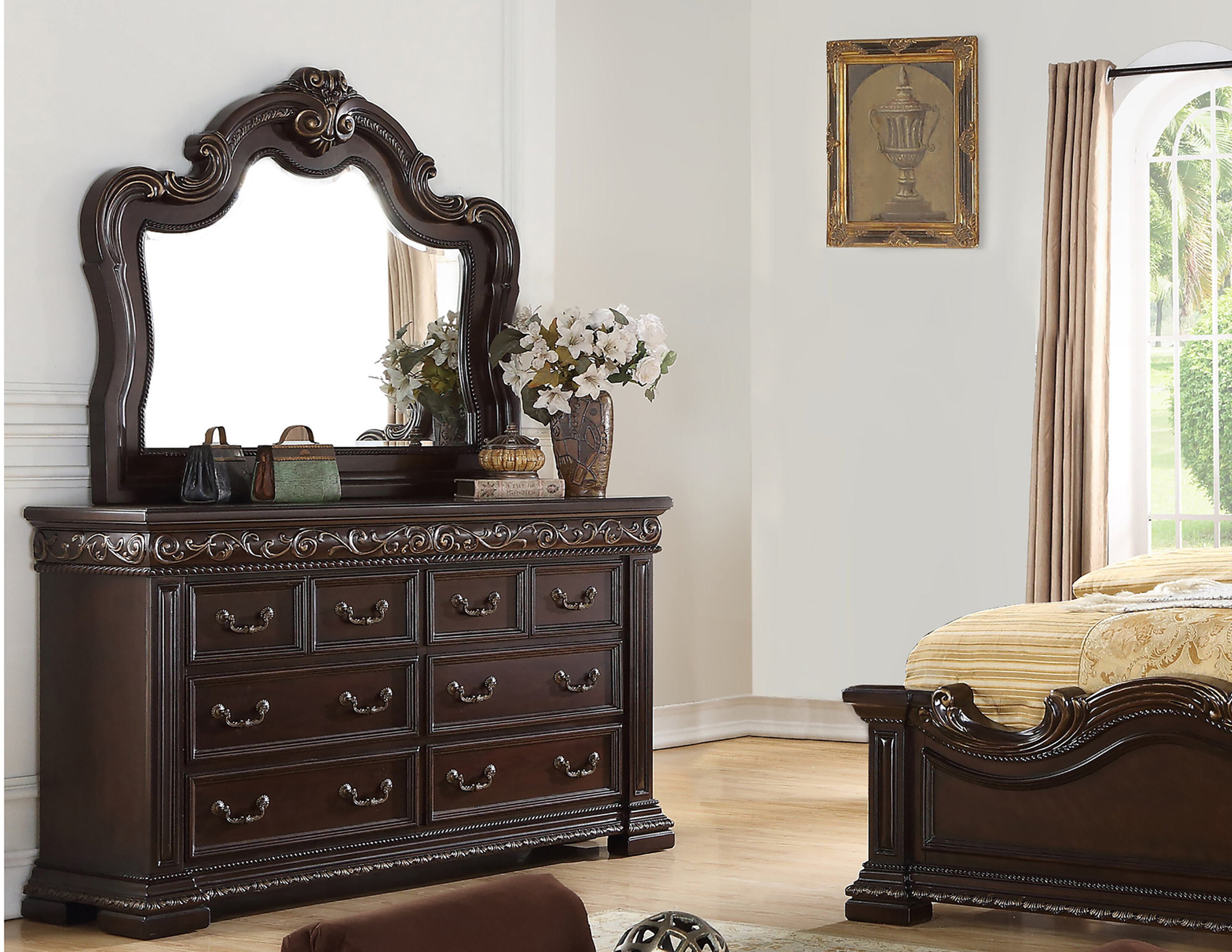 Astoria Grand Bathild 6 Drawer 66.5'' W Solid Wood Double Dresser with  Mirror | Wayfair
